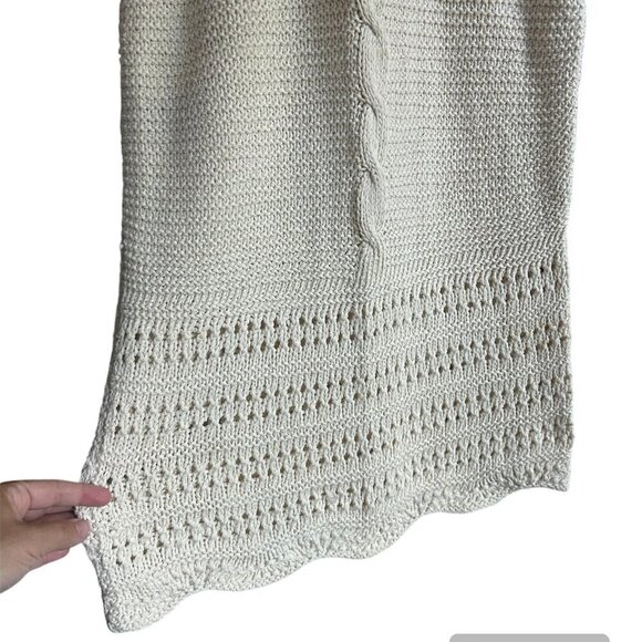 Neutral Ecru Beige Crochet Tank Dress US XS - Picture 2 of 5